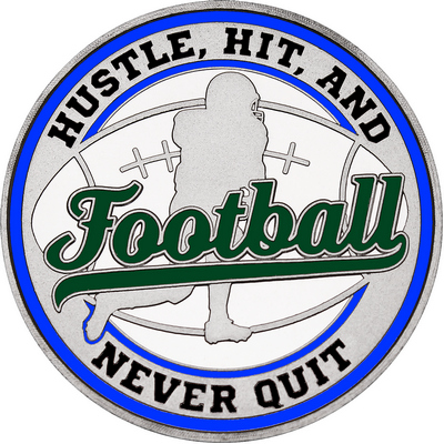 Dark Green "Football" with Royal Blue Outer Circular Borders